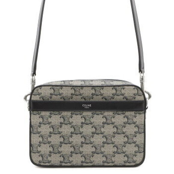 Celine Triomphe Messenger Shoulder Bag Leather Black - Picture 1 of 8